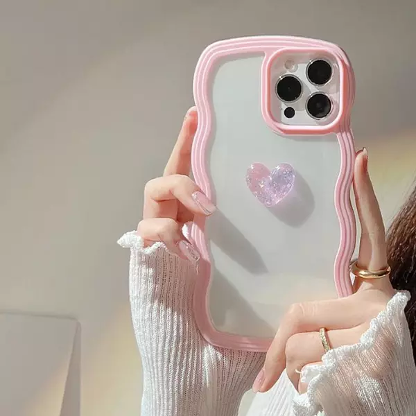 Case Borde Rosado Corazón Iphone14pro+