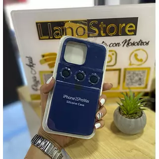 Silicon Case Azul Protector Cámara Iphone15pro