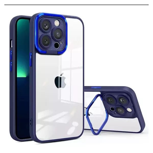 Case Soporte Cámara Borde Azul Iphone14