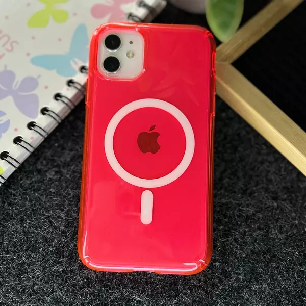 Case Magsafe Rojo Translucido Iphone12