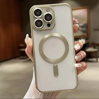 Case Magsafe Dorado Protector Cámaras Iphone15