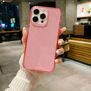 Case Translucido Rosado Escarcha Iphone14pro+