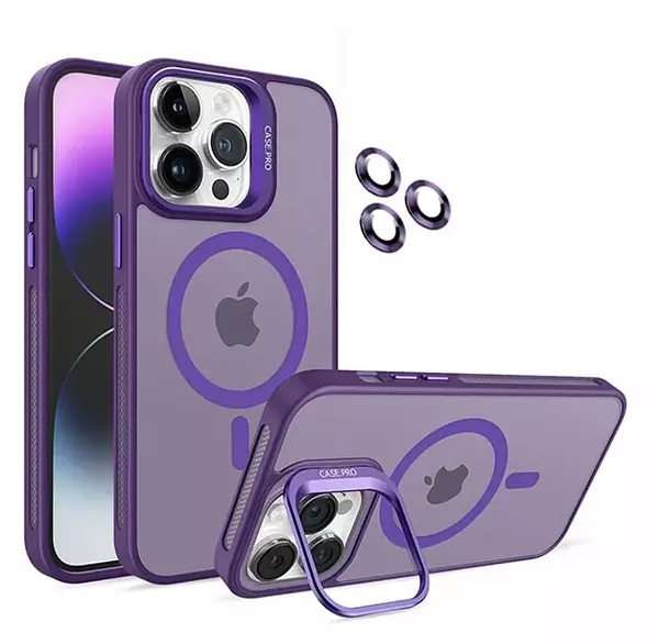 Case Magsafe Morado Mate Protector Cámaras Iphone15