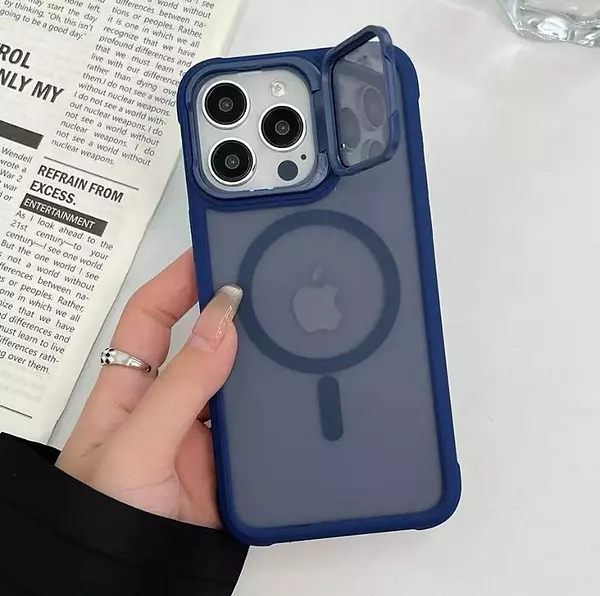 Case Magsafe Mate Borde Azul Protec. Camara Iphone14