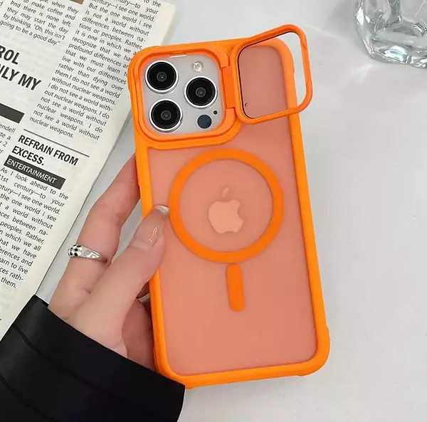 Case Magsafe Mate Borde Naranja Protec. Camara Iphone13