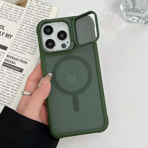 Case Magsafe Mate Borde Verde Protec. Camara Iphone15pro+