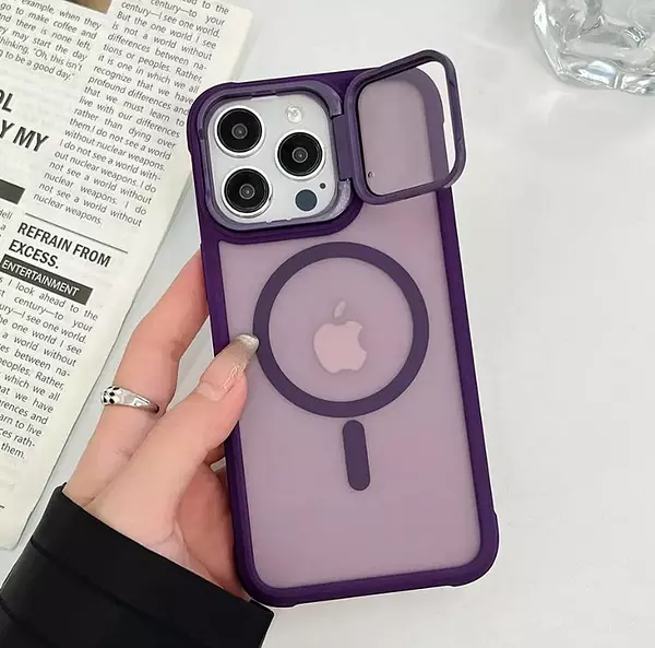 Case Magsafe Mate Borde Morado Protec. Camara Iphone15pro+