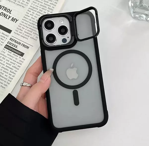 Case Magsafe Mate Borde Negro Protec. Camara Iphone15