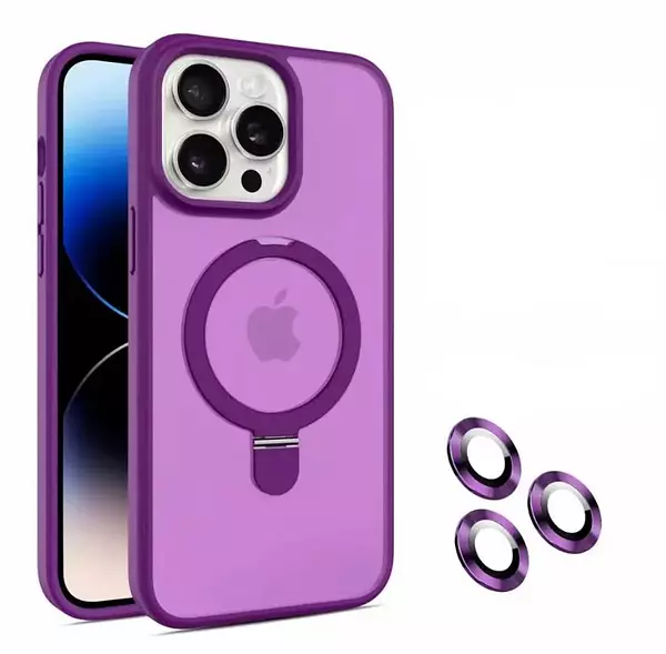 Case Magsafe Morado Mate Soporte Iphone15pro+