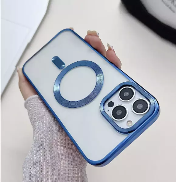 Case Magsafe Borde Azul Iphone15pro