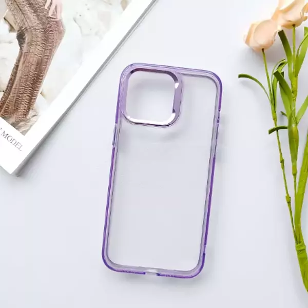 Case Transparente Borde Morado Iphone15pro+