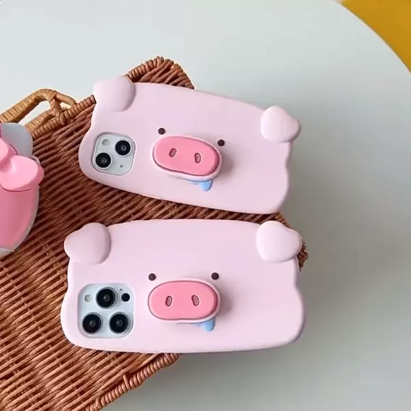 Case Cerdito Con Soporte Para Iphone 13 Mini