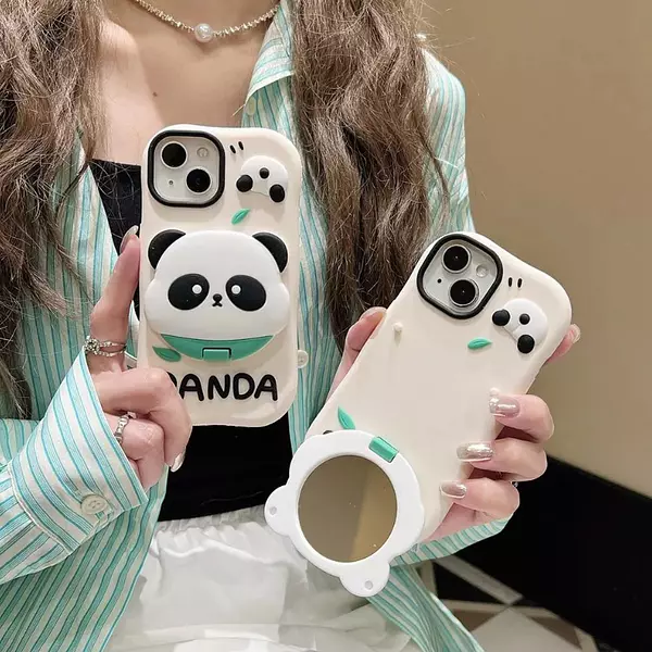 Case Panda Animado Con Espejo Para Iphone 11