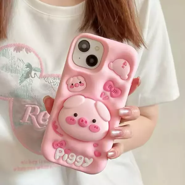 Case Diseño Piggy 3d Con Soporte Iphone 14 Plus