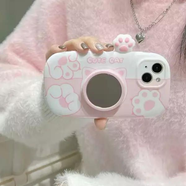 Case Cute Cat Espejo 3d Protector De Camaras Iphone 13 Pro+