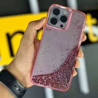 Case Diseño Gliter Agua Antichoque Rosado Iphone 14