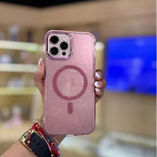 Case Escarchado Con Magsafe Color Rosado Iphone 12 Pro+