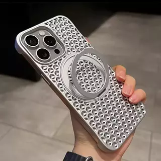 Case Magsafe Plata Disipación Calor + Soporte Iphone 14 Pro+