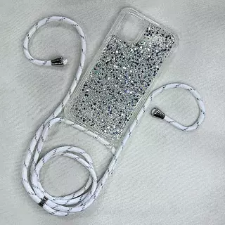 Case De Lujo Brillante Con Strap Blanco Para Iphone 14 Pro+