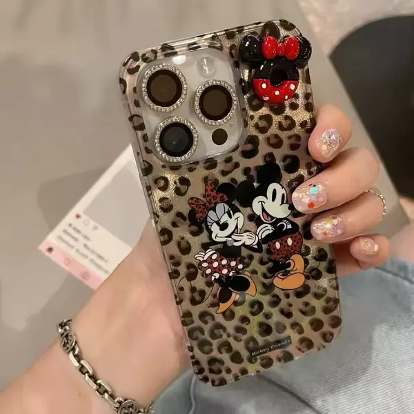 Case Diseño Minnie Y Mickey Animal Print Iphone 14 Pro+