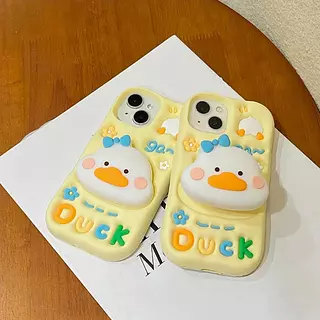 Case Diseño Animado Duck Con Soporte Iphone 12