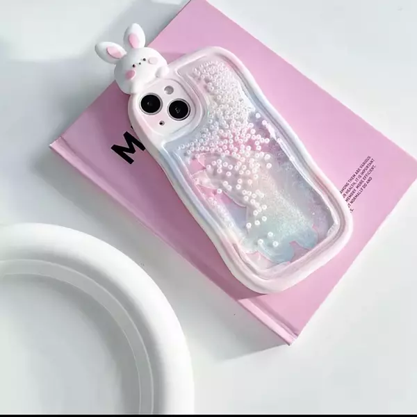 Case Diseño Animado Rabbit Agua Glitter Iphone 13