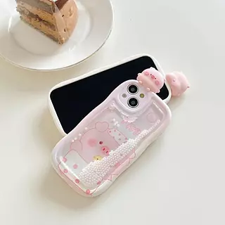Case Diseño Animado Piggy Glitter Iphone 14plus
