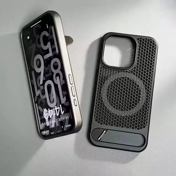 Case De Lujo Con Soporte Y Magsafe Negro Iphone 15 Pro+