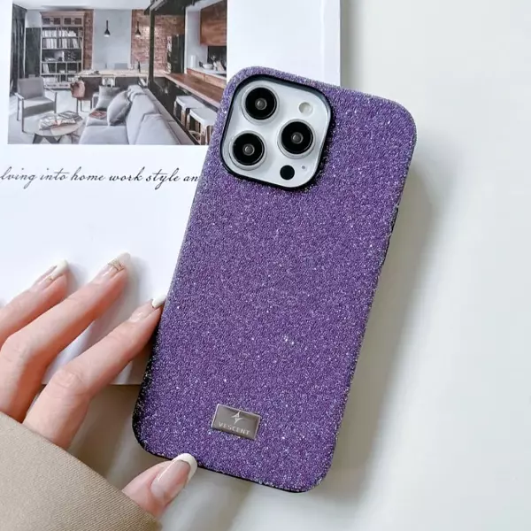 Case Diseño Diamante Morado Borde Negro Iphone 15 Pro+