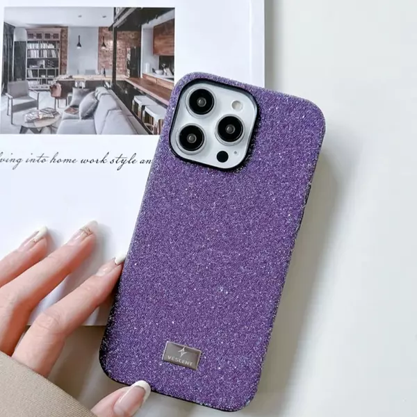 Case Diseño Swarovski Silver Purpura Iphone 15