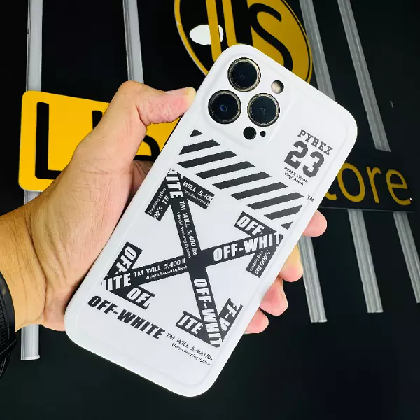 Case Diseño Off White Con Protector Cámaras Iphone 15 Pro