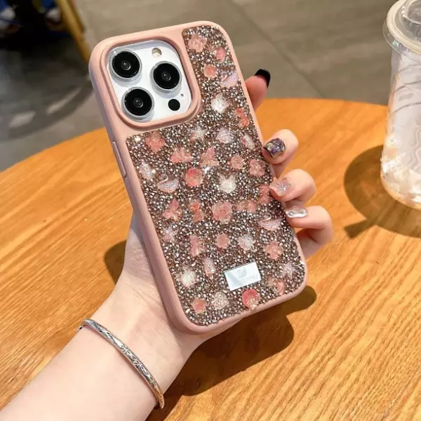 Case Diseño Swarovski Rosado Iphone 15 Pro