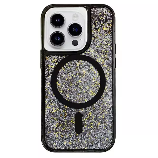 Case Gliter De Agua Negro Antichoque Con Magsafe Iphone 15 Pro