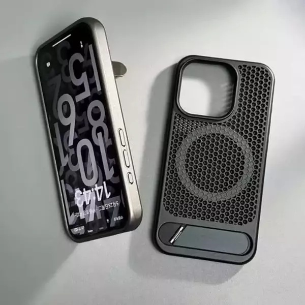 Case De Lujo Con Soporte Magnetico Negro Iphone 15