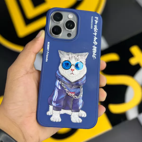 Case Nimmy Original Diseño Cat Azul Iphone 15 Pro+