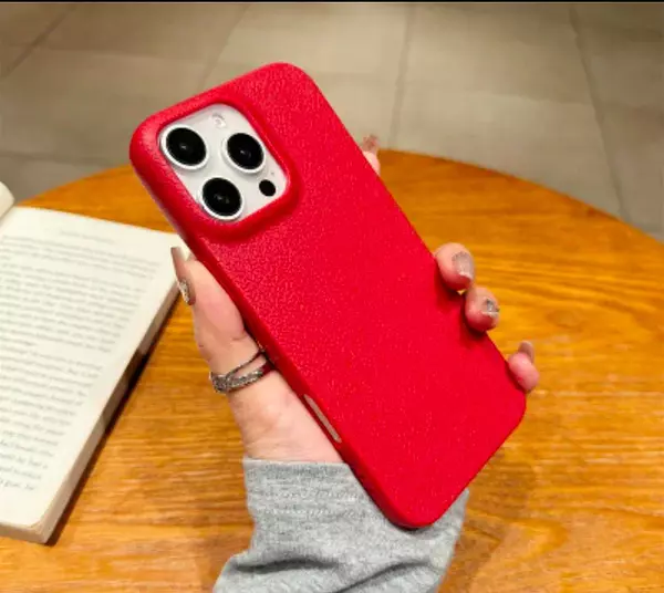 Case Diseño Cuero Magsafe Rojo Iphone 16pro+