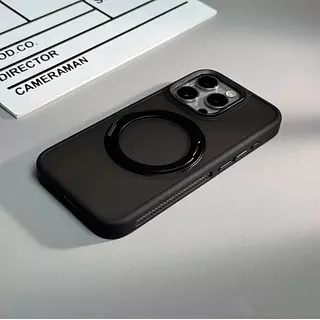 Case Magsafe Borde Negro Mate Soporte Iphone 13pro+
