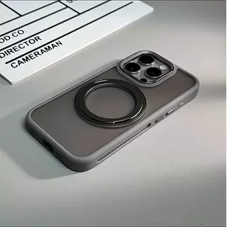 Case Magsafe Borde Gris Mate Soporte Iphone 13pro+