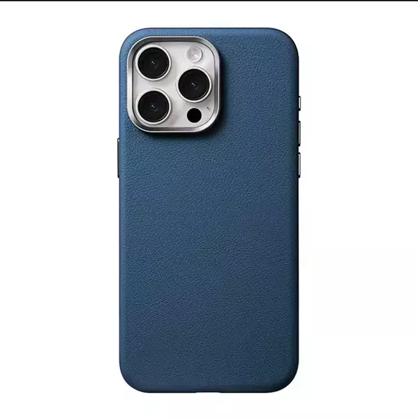 Case Diseño Cuero Magsafe Azul Iphone 16pro+