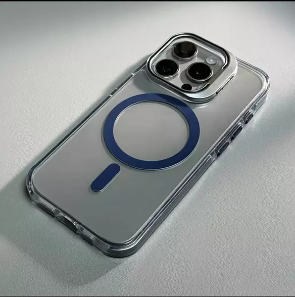 Case Magsafe Con Soporte Azul Iphone 16pro+