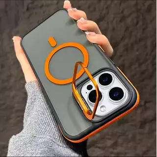 Case Magsafe Borde Naranja Soporte Iphone 16pro+