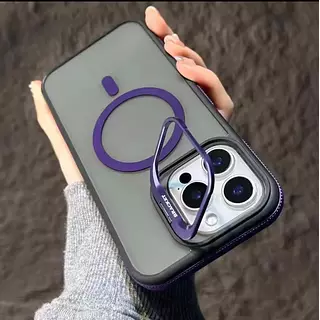 Case Magsafe Borde Morado Soporte Iphone 16pro+