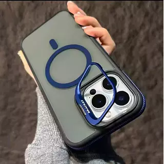 Case Magsafe Borde Azul Soporte Iphone 15