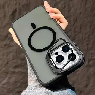 Case Magsafe Borde Negro Soporte Iphone 14pro+