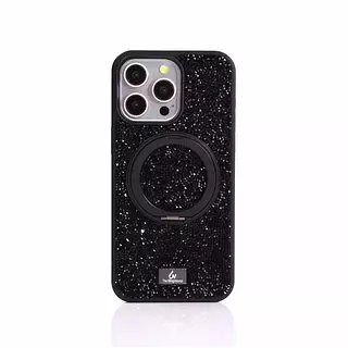 Case Diamante De Lujo Soporte Magsafe Negro Iphone 16pro+