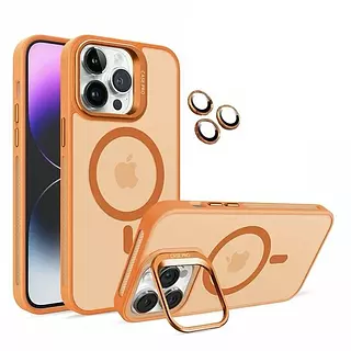 Case Magsafe Naranja Mate Protector Cámaras Iphone 16