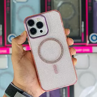 Case Magsafe Escarcha Rosado Iphone 14pro+