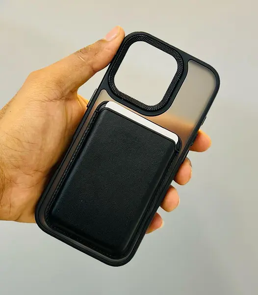Case Magsafe Tarjetero En Cuero Negro Iphone 16pro