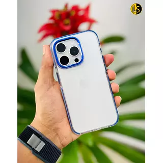 Case Transparente Borde Azul Iphone15pro+