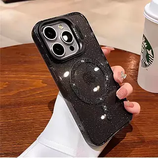 Case Magsafe Negro Escarcha Soporte Iphone 16pro